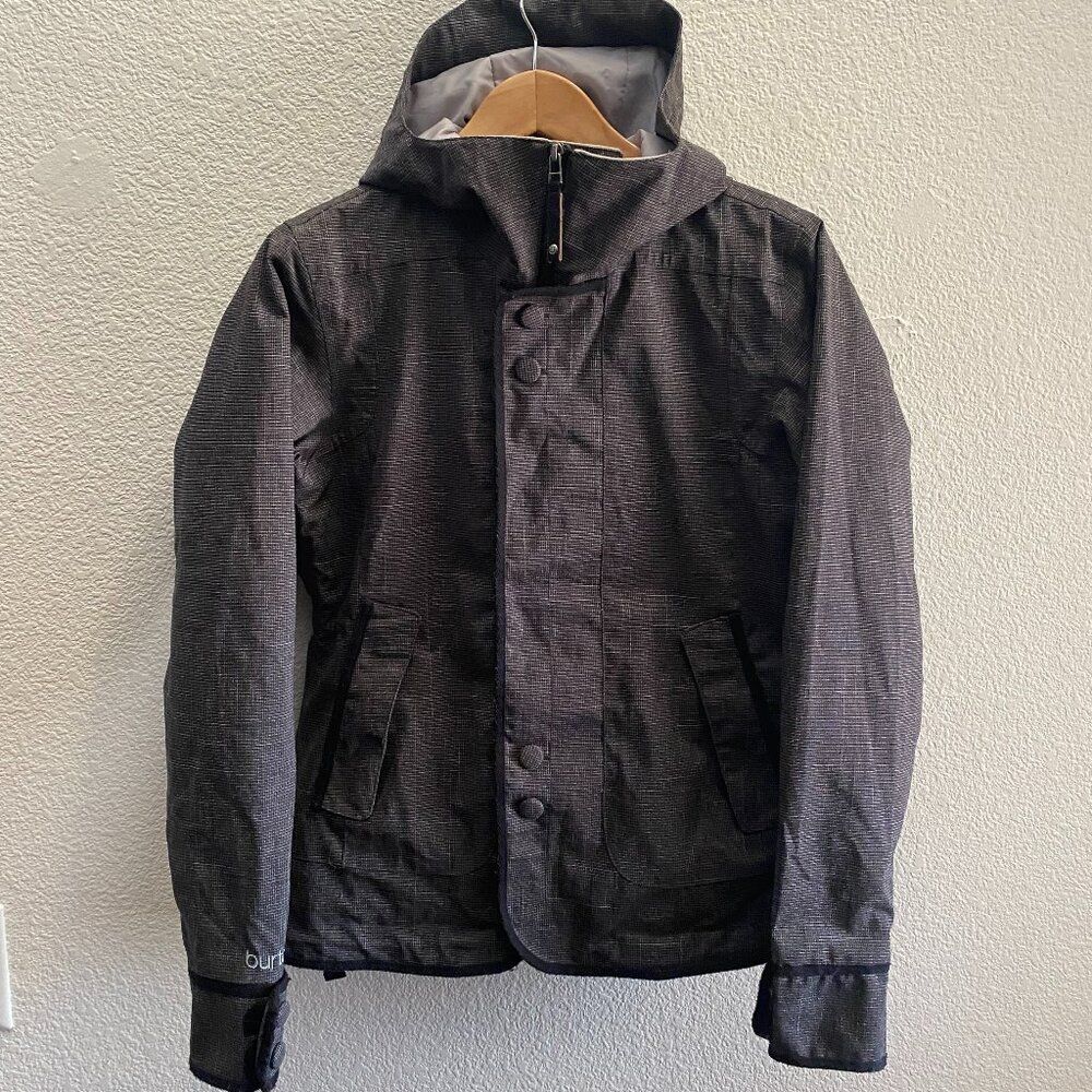 Burton Jet Set Jacket Hood ThermacoreEco DRYRIDE Gray Small Snowboard Snow